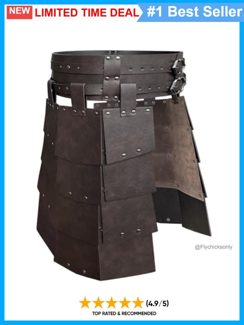 Medieval Faux Leather Armor Skirt Adjustable Waist Cosplay LARP Costume